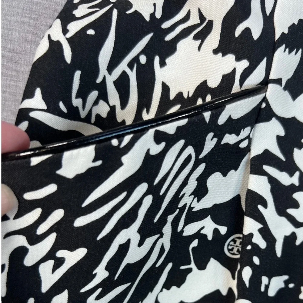 Tory Burch Womens Black White Abstract Cotton Silk sleeveless Dress Size 4
